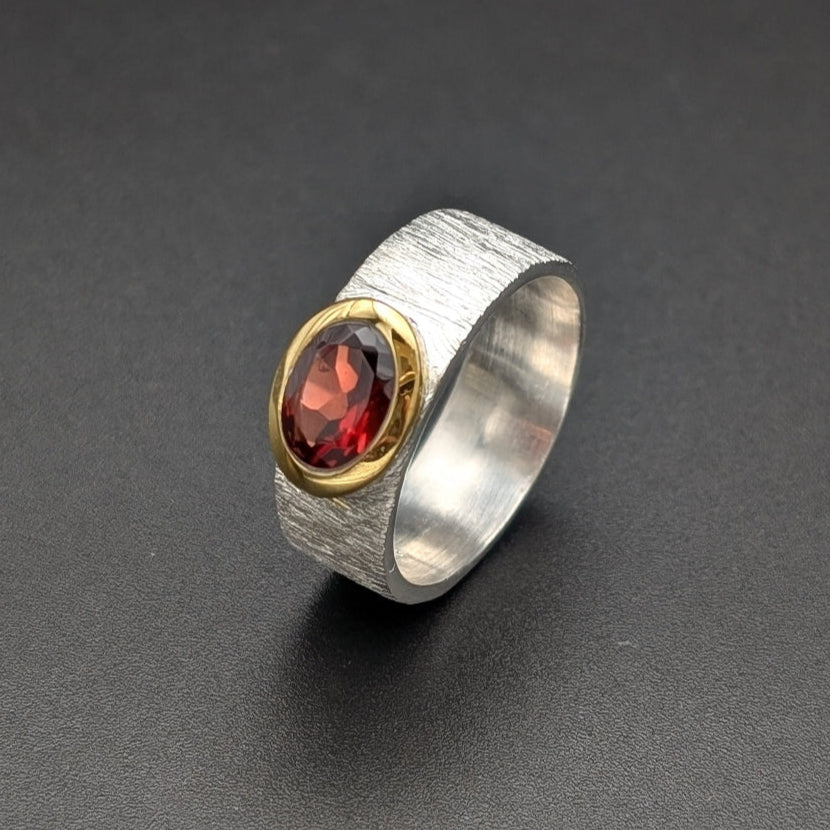 garnet and silver ring