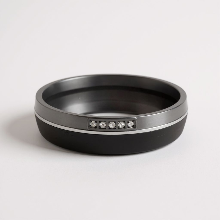 black titanium ring with diamonds
