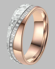 Rose gold and grey carbon ring