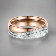 Rose gold and grey carbon ring