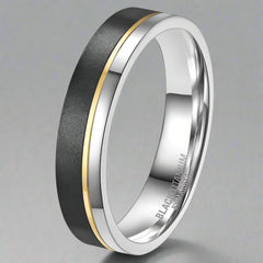 Black Titanium Ring with yellow gold detail