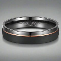 Black Titanium Ring with Rose Gold