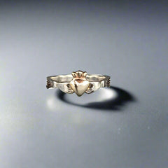 Claddagh ring with solid 10ct yellow gold heart