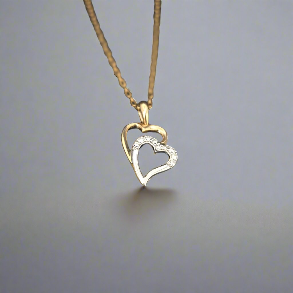 Heart to Heart Pendant  - GOld and diamonds  - DOyle Design Dublin