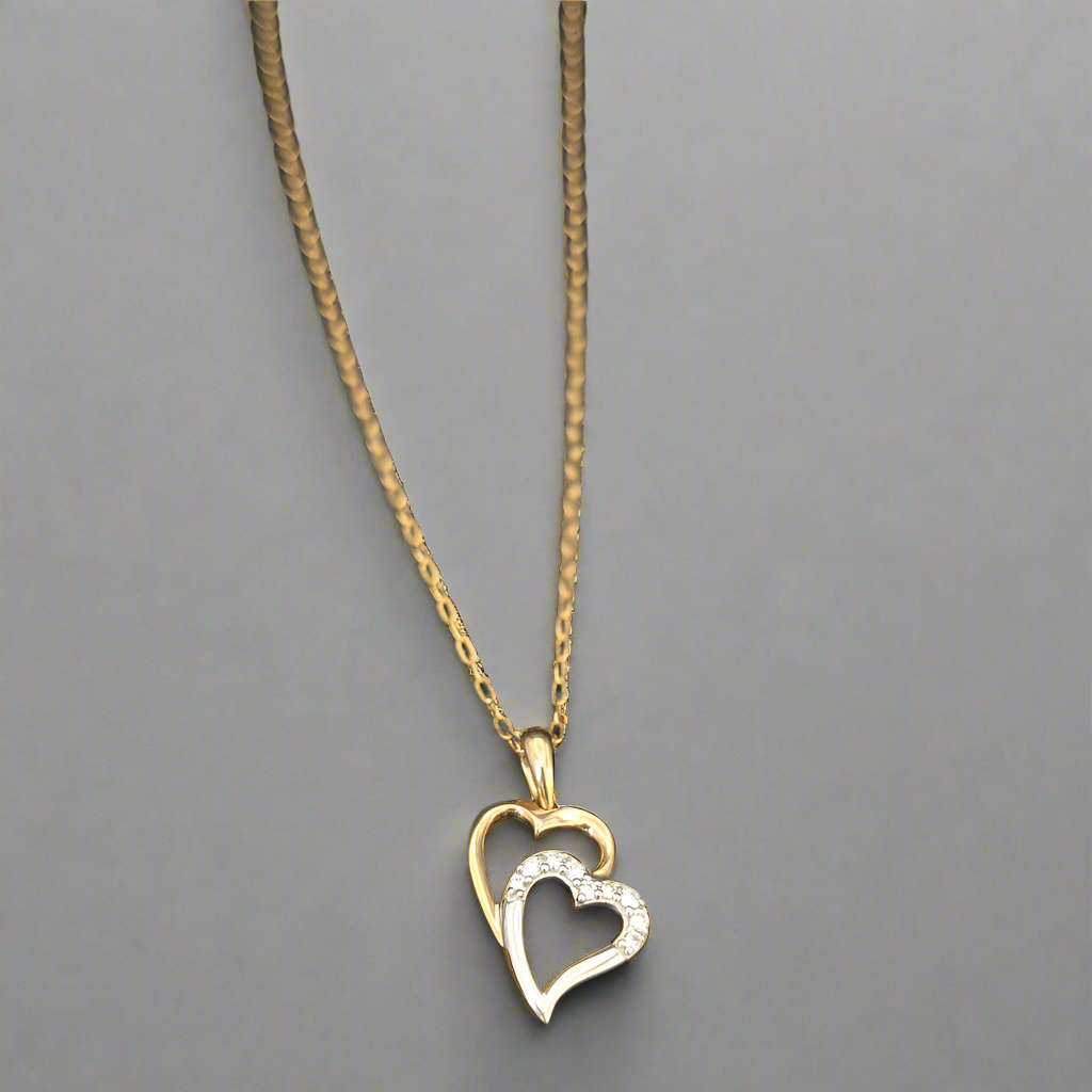 Heart to Heart Pendant - Gold & Diamonds