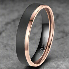 The Horizon - Black Titanium and Rose Gold Ring
