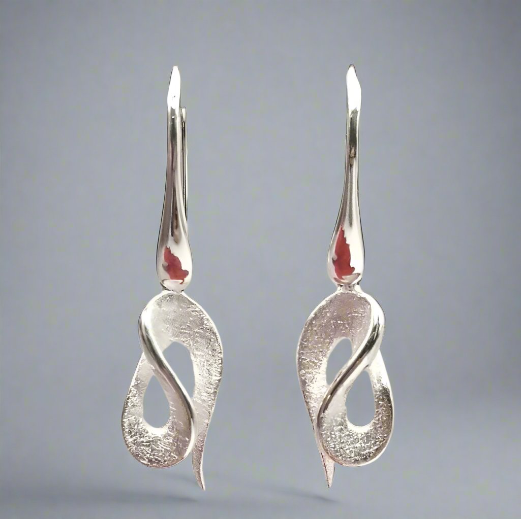 Dancer silver erarrings - close up - doyle design dublin