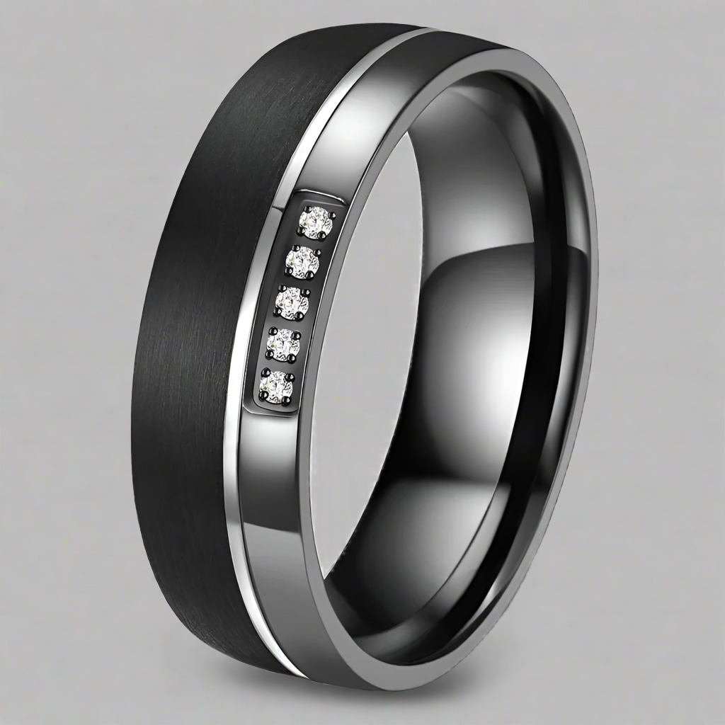 back titanium ring with diamonds