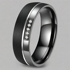 back titanium ring with diamonds
