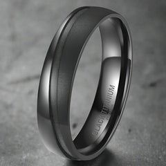 Black titanium ring on a white background