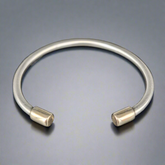 Gold Cap Torc Bracelet - Sterling Silver & Gold Bracelet