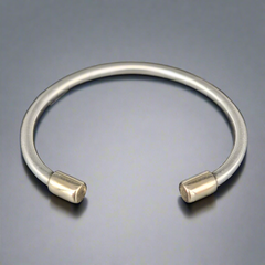 Gold Cap Torc Bracelet - Sterling Silver & Gold Bracelet