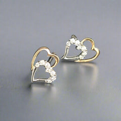 Heart To Heart Gold and Diamond Earrings