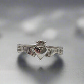 Skinny Vintage Claddagh Ring -Silver with knotted band