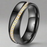 Obsidian Tide - Black Titanium & DIamond Set RIng