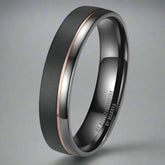 Black Titanium Ring with Rose Gold