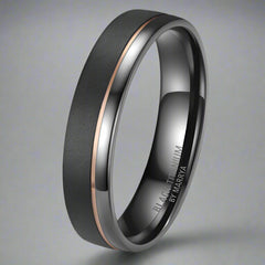 Black Titanium Ring with Rose Gold
