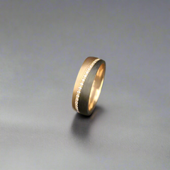 Rose Gold Titanium & Carbon Ring set with diamond simulants