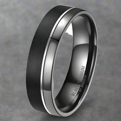 Black and silver titanium ring