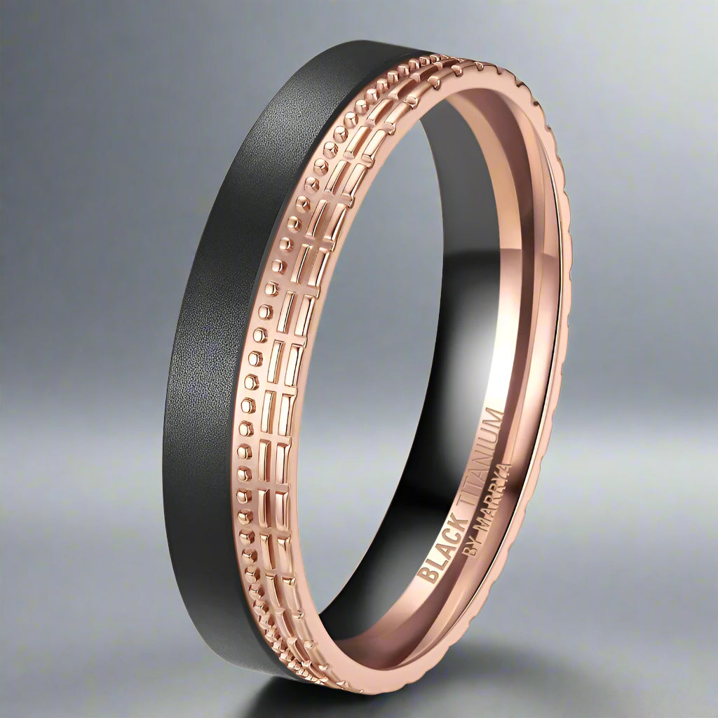 Black titanium two tone ring