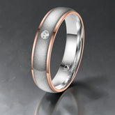 titanium and rose gold ring with diamond set