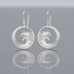 silver drop earrings with wave detail