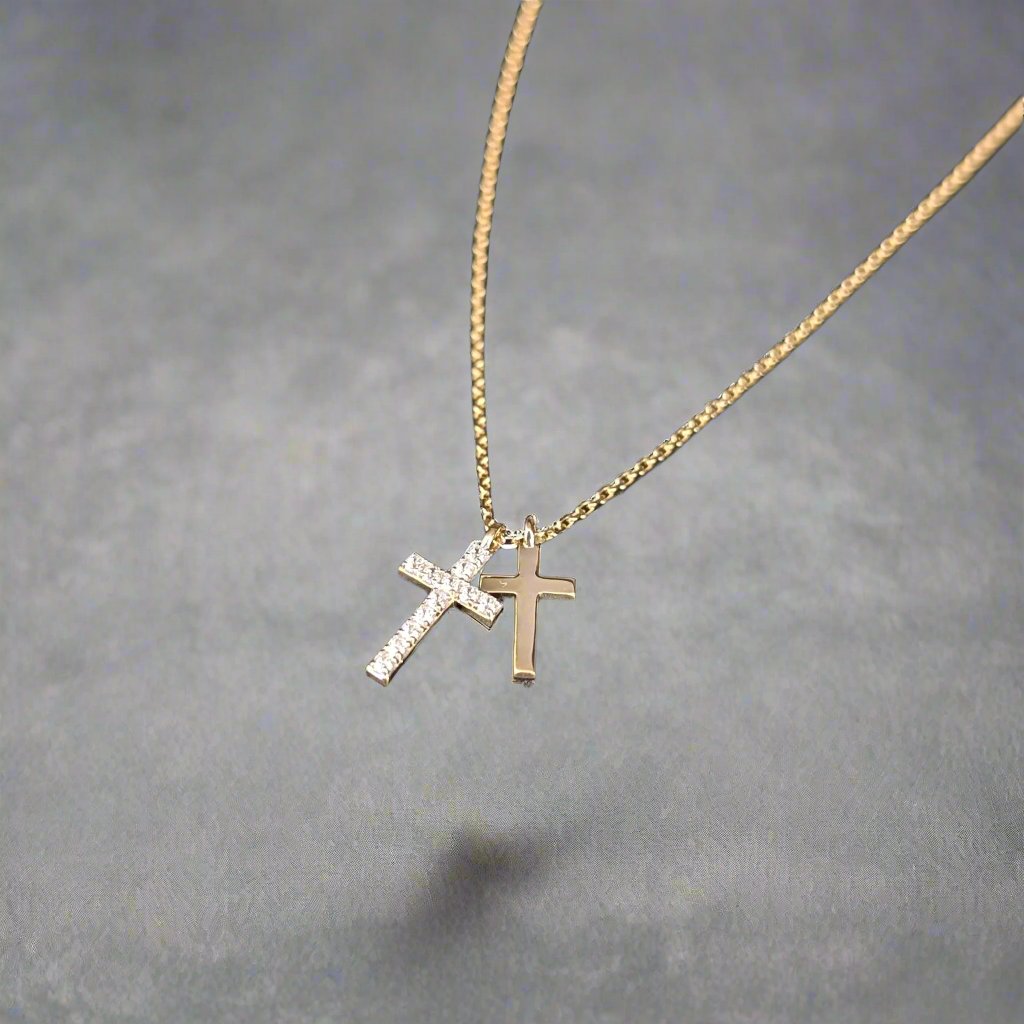gold double cross in gold