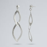 silver brushed long earrings