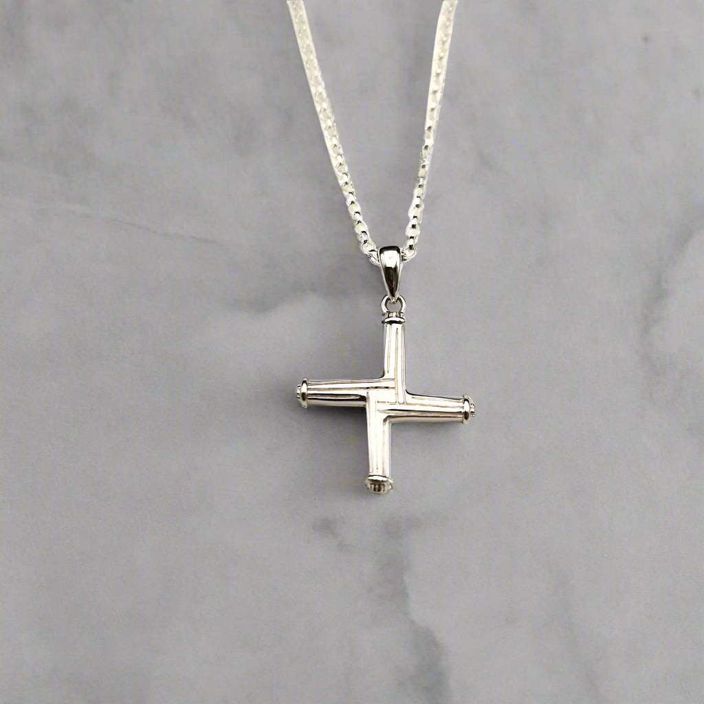 Doyle Design-Handmade Jewellery sterling silver St Bridget Cross pendant with 18" chain. Double-sided Irish symbol.