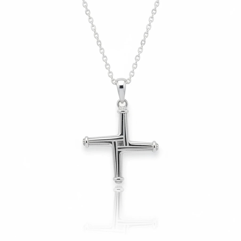 Doyle Design-Handmade Jewellery sterling silver St Bridget Cross pendant with 18" chain. Double-sided Irish symbol.