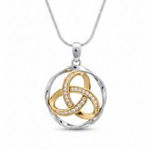 Two Tone Trinity Knot Circle Pendant