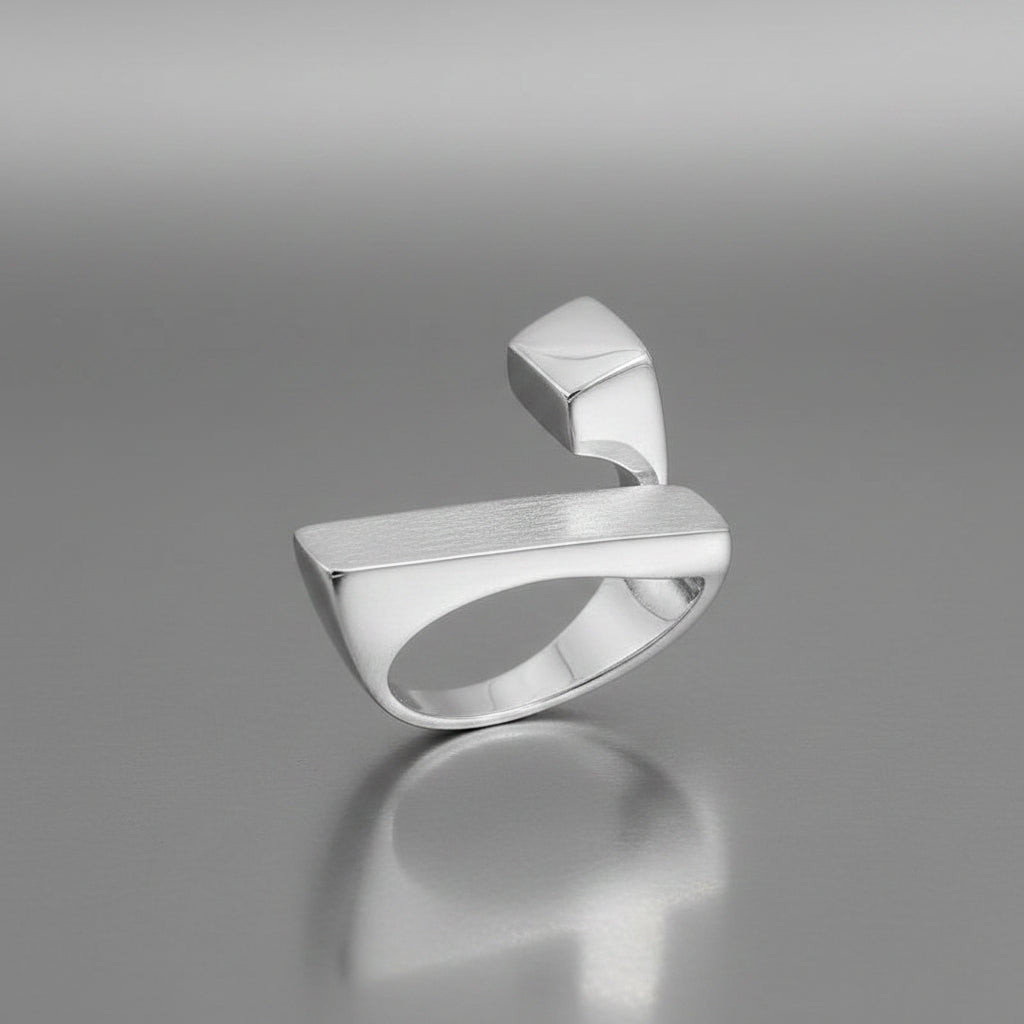 minimalist angular silver ring