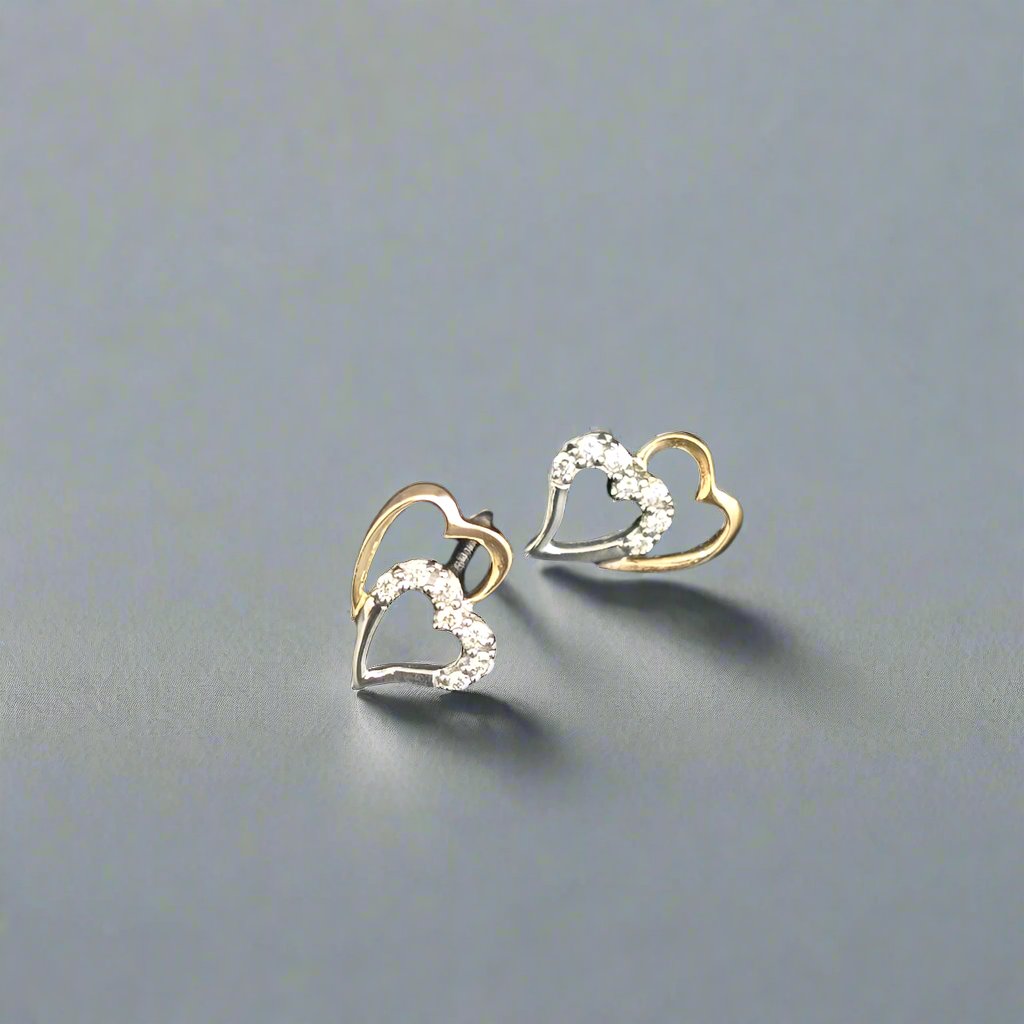 diamond heart stud earrings