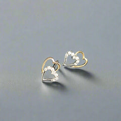 diamond heart stud earrings