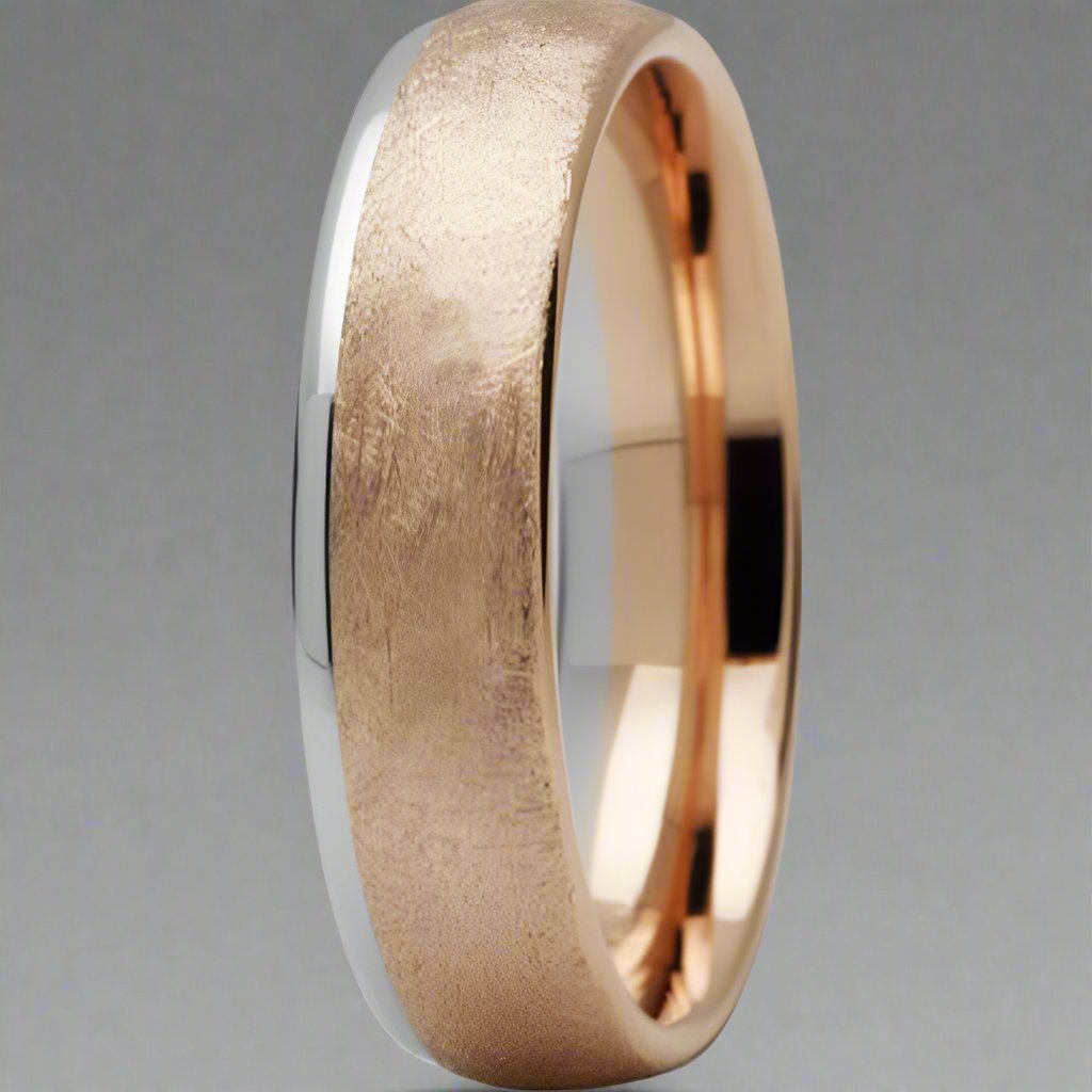 Rose & White Gold Chamfered Edge Ring - Doyle Design Dublin