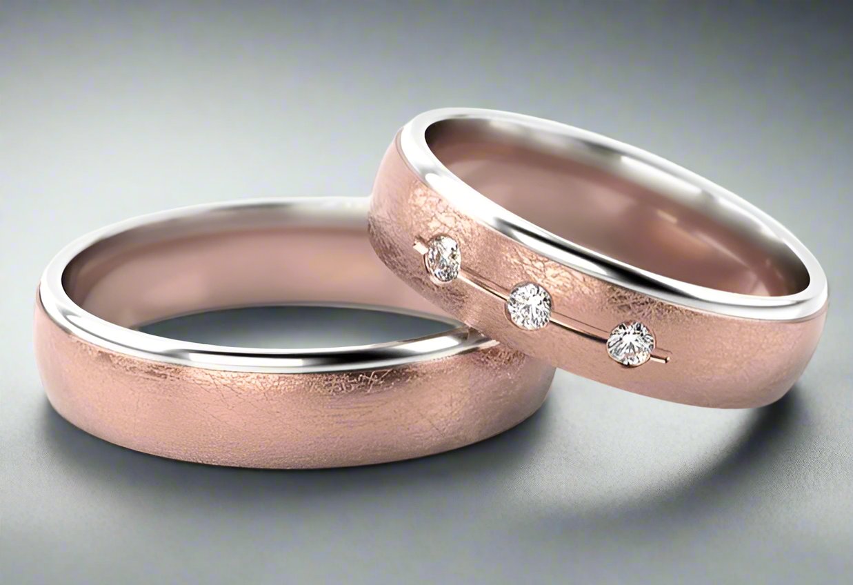 Rose & White Gold Chamfered Edge Ring - Doyle Design Dublin