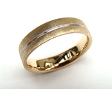 Gold Wedding Ring with Groove Detail & Scratch Finish (inside court) - Doyle Design Dublin