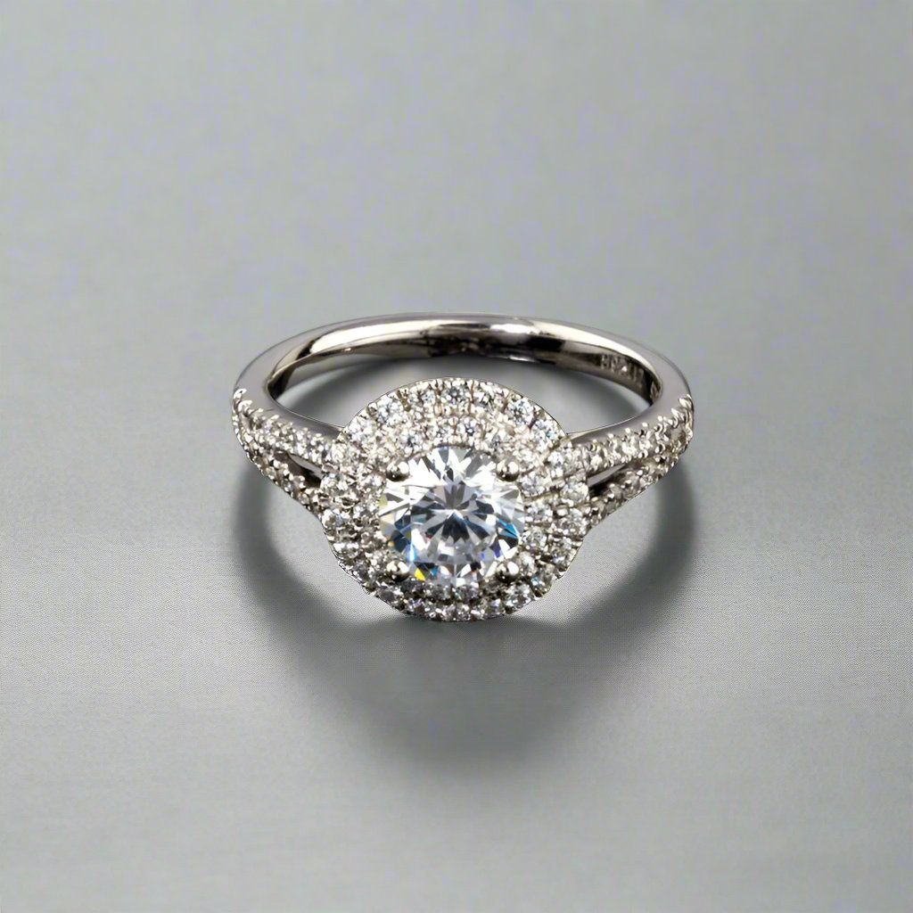 Round Double Halo Diamond Engagement Ring - Doyle Design Dublin