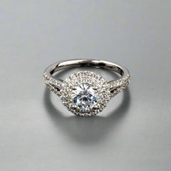 Round Double Halo Diamond Engagement Ring - Doyle Design Dublin