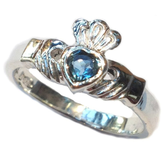 Claddagh Ring with Gemstone Heart - Doyle Design Dublin