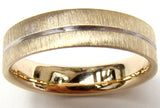 Gold Wedding Ring with Groove Detail & Scratch Finish (inside court) - Doyle Design Dublin