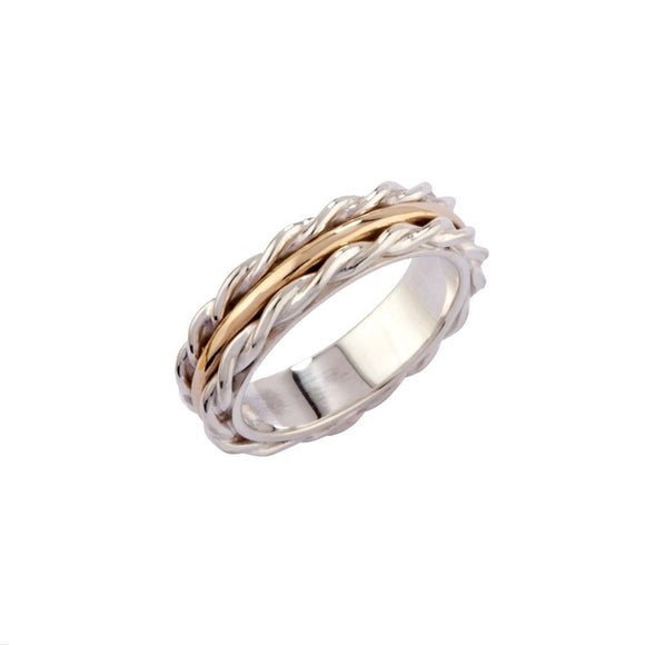 Double Twist Ring  - Silver & Gold - Doyle Design Dublin