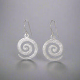 Scratched Finish Spiral Drop Earrings-Silver - Doyle Design Dublin
