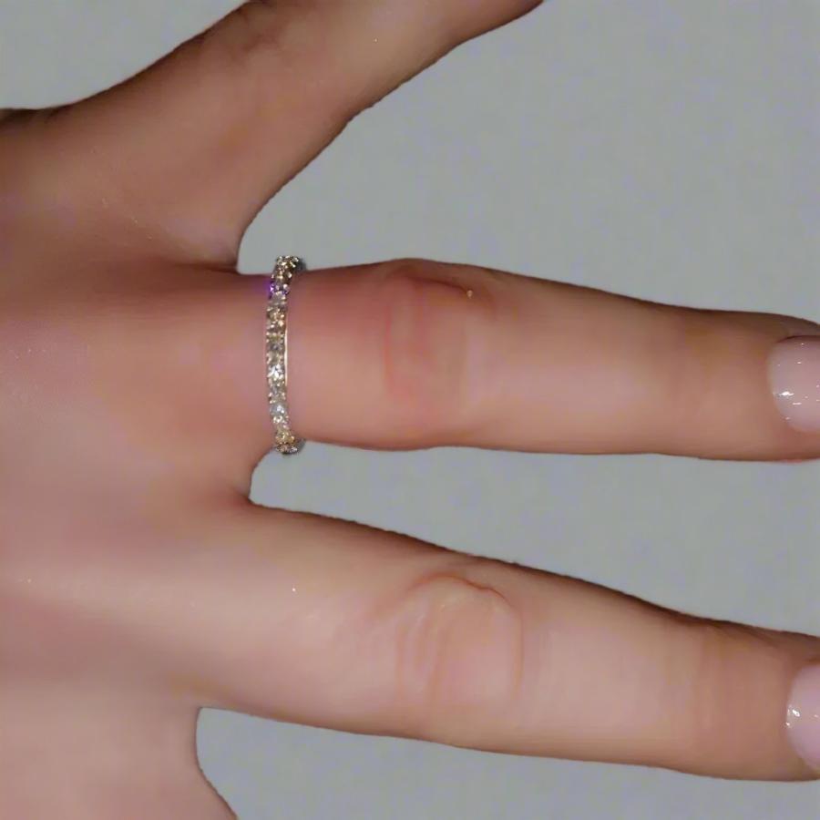 Fine diamond set ring on the finger - Doyle Design DUblin