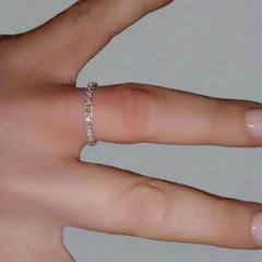 Fine diamond set ring on the finger - Doyle Design DUblin