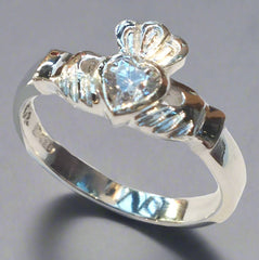 Claddagh Ring with Gemstone Heart - Doyle Design Dublin