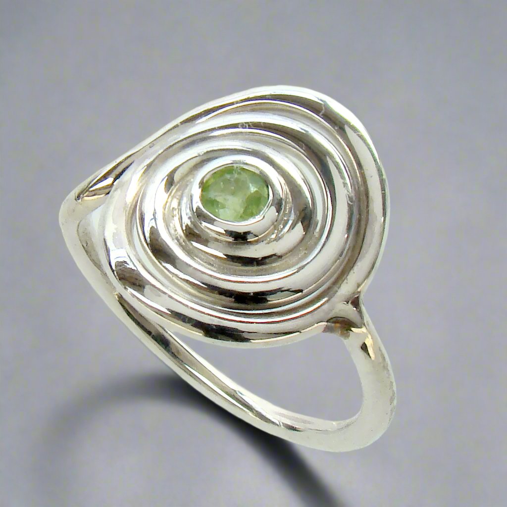 Spiral Swirl Ring with Peridot - Doyle Design Dublin