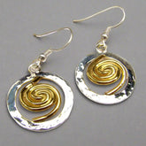 Spiral o)f Life Circle Earrings (22ct Gold Vermeil Spiral) Large - Doyle Design Dublin