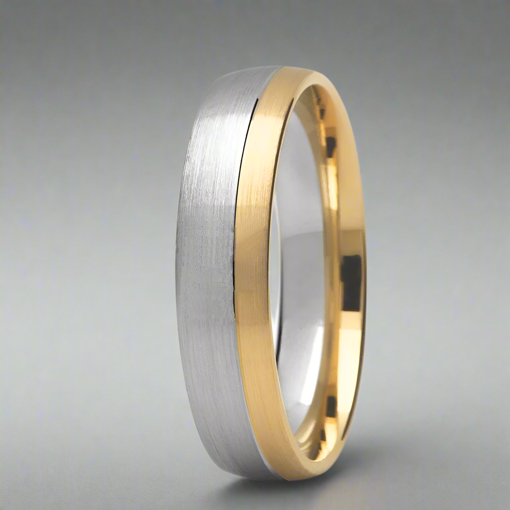 Offset Two Tone Brushed Finish Ring (4.5mm)