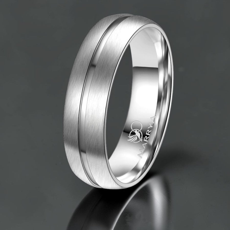 6mm titanium ring with groove detail and matt finish
